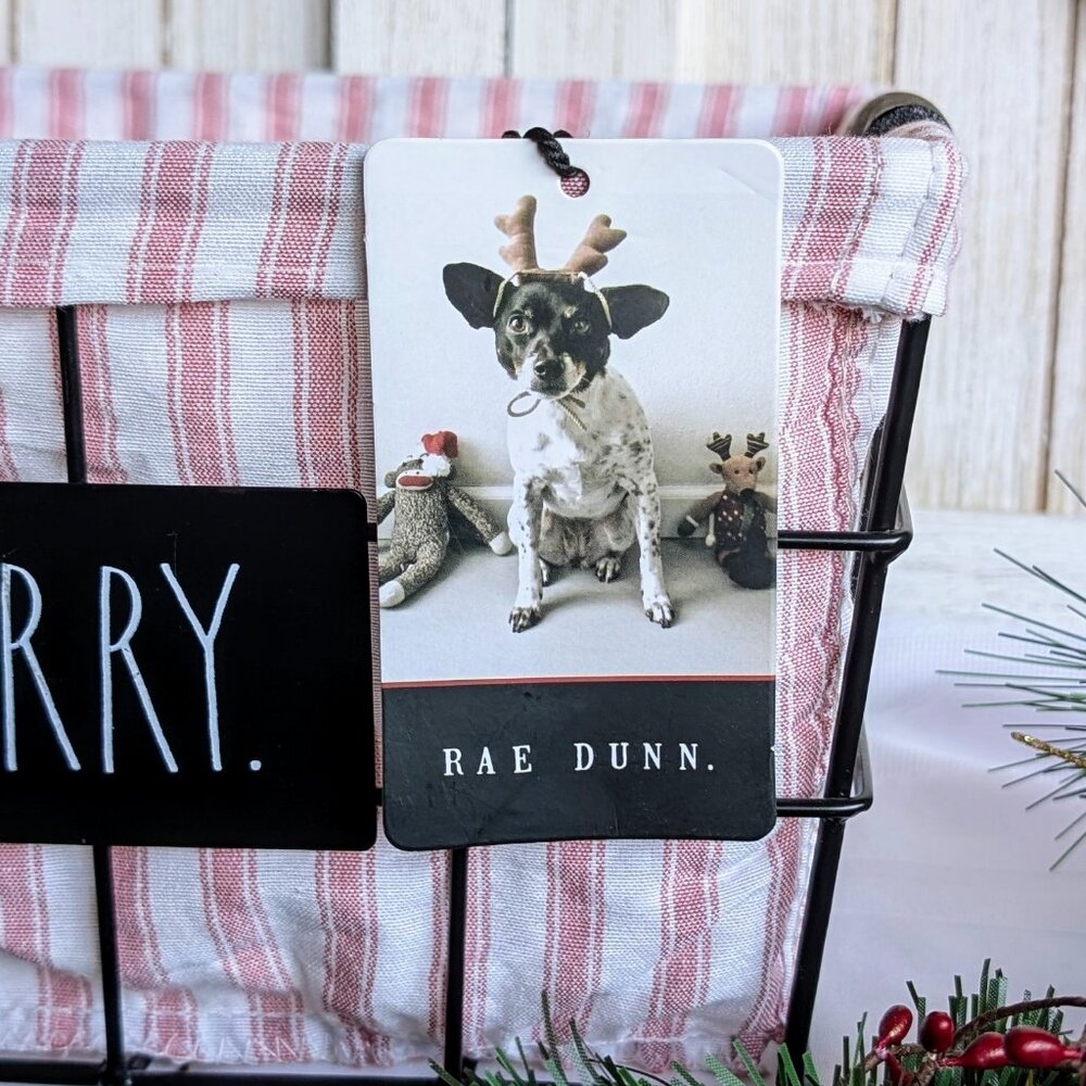 NWT- Rae Dunn Festive “BE MERRY” Wired Basket With Liner - Picture 5 of 5